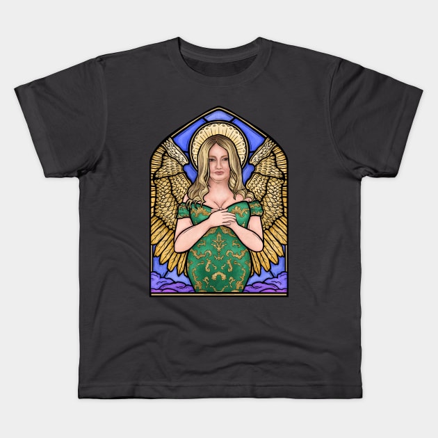 Jennifer Coolidge Stained Glass Kids T-Shirt by Jewelia